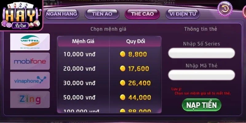 Nạp tiền Haywin ngay giúp tối ưu tốc độ xử lý
